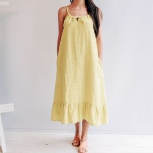 Yellow Linen Midi Sundress